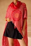 Buy_Twenty Nine_Pink Gajji Silk Crushed Raidana Bandhani Cowl Neck Overlap Cape _Online_at_Aza_Fashions