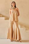 Shop_Twenty Nine_Beige Georgette Embroidery Zari Bootcut Pant _at_Aza_Fashions