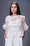 Buy_Deepika Arora_White Ponte Roma Embroidered Cutwork Round Top _at_Aza_Fashions