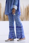 Buy_Inej_Blue Cotton Silk Printed Abstract High Neck Draped Top And Bell Bottom Pant Set _Online_at_Aza_Fashions