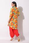 Shop_Bairaas_Multi Color Muslin Print Quirky Blossom Collar Neck Kurta With Afghani Pant_at_Aza_Fashions