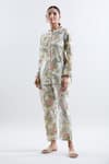 Buy_Naintara Bajaj_Multi Color Cotton Print Tropical Mandarin Collar Long Shirt With Pant_Online_at_Aza_Fashions
