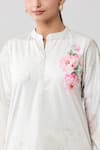 Samyukta Singhania_Off White Velvet Printed Rose Band Collar Gotta Patti Straight Kurta _at_Aza_Fashions