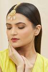 Buy_Just Shradha's_Gold Plated Beads Floral Kundan Maangtikka_Online_at_Aza_Fashions