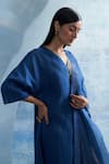 Shop_Charkhee_Blue Kurta- Linen Woven Stripe V Set _Online_at_Aza_Fashions