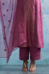 Buy_Charkhee_Pink Kurta- Linen Woven Notched Set With Dupatta _Online_at_Aza_Fashions