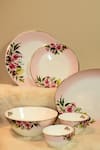 Shop_Ichkan_Pink Bone China Floral Pattern Garland 33 Pcs Dinner Set _at_Aza_Fashions