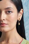 Buy_Charkhee_Gold Plated Stones Embellished Minimal Earrings _at_Aza_Fashions