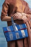 Buy_Charkhee_Blue Striped Pattern Handbag _Online_at_Aza_Fashions