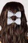 Buy_Hair Drama Co_White Crystal Embellished Hair Bows - Set Of 2_at_Aza_Fashions