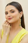 Buy_Just Shradhas_Gold Plated Pearls, Beads, Gota Patti Kundan Tiered Earrings _Online_at_Aza_Fashions
