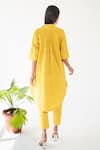 Shop_Merakus_Yellow Cotton Plain Collared Curved Hem Tunic And Pant Set  _at_Aza_Fashions