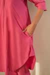 Buy_Merakus_Pink Cotton Plain Collared Curved Hem Tunic And Pant Set  _Online_at_Aza_Fashions