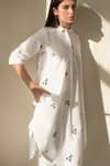 Buy_Merakus_White Cotton Printed Floral Collared Tunic And Pant Set  _Online_at_Aza_Fashions