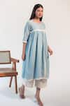 Shop_Merakus_Blue Cotton Round Applique Gathered Tunic And Culotte Set  _Online_at_Aza_Fashions