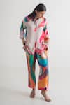 Buy_Merakus_Multi Color Modal Silk Printed Abstract Collar Shirt And Pant Set _at_Aza_Fashions