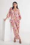 Buy_Merakus_Multi Color Modal Silk Printed Floral Collar Shirt And Pant Set _at_Aza_Fashions