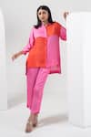 Buy_Merakus_Multi Modal Silk Blocked Collar Shirt And Pant Set _Online_at_Aza_Fashions