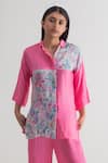 Buy_Merakus_Multi Modal Silk Printed Blocked Collar Pattern Shirt And Pant Set _Online_at_Aza_Fashions