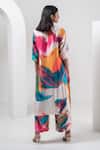 Shop_Merakus_Multi Color Modal Silk Printed Abstract Round Kurta And Pant Set _at_Aza_Fashions