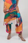Merakus_Multi Color Modal Silk Printed Abstract Round Kurta And Pant Set _Online_at_Aza_Fashions