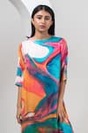 Buy_Merakus_Multi Color Modal Silk Printed Abstract Round Kurta And Pant Set _Online_at_Aza_Fashions