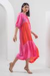 Buy_Merakus_Multi Modal Silk Blocked Round Dress With Slip _Online_at_Aza_Fashions