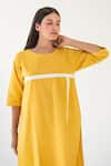 Buy_Merakus_Yellow Cotton Stripe Round Contrast Applique Kurta With Pant  _Online_at_Aza_Fashions