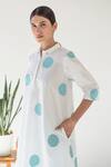 Buy_Merakus_White Cotton Printed Polka Dot Shirt Collar Tunic With Pant _Online_at_Aza_Fashions