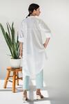 Shop_Merakus_White Cotton Solid Shirt Collar Tunic With Striped Pant _at_Aza_Fashions