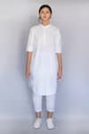 Buy_Merakus_White Cotton Solid Shirt Collar Tunic With Pant  _at_Aza_Fashions