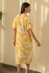 Shop_Merakus_Yellow Cotton Printed Floral V-neck Contrast Dress _at_Aza_Fashions