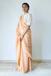 Buy_Merakus_Peach Cotton Stripe Zari Pattern Saree  _at_Aza_Fashions