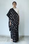 Buy_Merakus_Black Cotton Stripe Zari Pattern Saree  _Online_at_Aza_Fashions