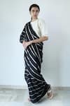 Shop_Merakus_Black Cotton Stripe Zari Pattern Saree  _Online_at_Aza_Fashions