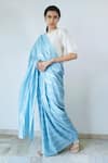 Buy_Merakus_Blue Cotton Stripe Zari Pattern Saree  _Online_at_Aza_Fashions