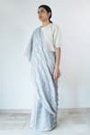 Buy_Merakus_Grey Cotton Stripe Zari Vertical Pattern Saree  _Online_at_Aza_Fashions