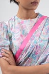 Merakus_Multi Color Chanderi Silk Print Floral Saree  _Online_at_Aza_Fashions