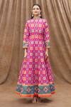 Samyukta Singhania_Pink Anarkali Heavy Soft Killer Silk Printed Flower Panelled With Dupatta _Online_at_Aza_Fashions