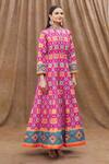 Buy_Samyukta Singhania_Pink Anarkali Heavy Soft Killer Silk Printed Flower Panelled With Dupatta _Online_at_Aza_Fashions