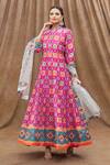 Shop_Samyukta Singhania_Pink Anarkali Heavy Soft Killer Silk Printed Flower Panelled With Dupatta _Online_at_Aza_Fashions