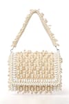 Buy_House of Webhin_Beige Pearls Embellished Flap Bag With Handle _at_Aza_Fashions