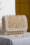 Shop_House of Webhin_Beige Pearls Embellished Flap Bag With Handle _at_Aza_Fashions