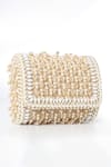 House of Webhin_Beige Pearls Embellished Flap Bag With Handle _Online_at_Aza_Fashions