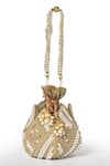 Shop_House of Webhin_Gold Pearl Lotus Shaped Potli Bag _at_Aza_Fashions