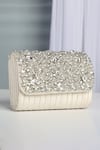 Buy_House of Webhin_White Stud Embellished Flap Clutch Bag _at_Aza_Fashions