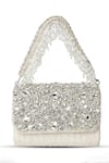 Shop_House of Webhin_White Stud Embellished Flap Clutch Bag _at_Aza_Fashions