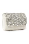 House of Webhin_White Stud Embellished Flap Clutch Bag _Online_at_Aza_Fashions