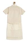 Buy_Tiber Taber_Cream Cotton, Lurex Happy Hero Stripe Woven Shirt With Mundu _Online_at_Aza_Fashions