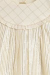 Shop_Tiber Taber_Cream Cotton Lurex Woven Striped Shimmery Dress With Bloomer 